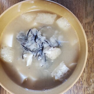 あらめの天ぷらと豆腐のお味噌汁